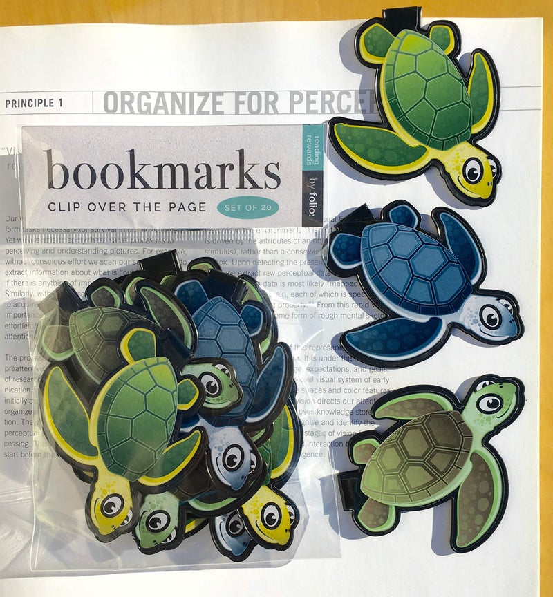 Folio SEA Turtle Bulk Animal Clip Bookmarks for Students Kids Teens Girls Boys Pack of 20 Funny Bookmarks Reading Incentives and Awards Reading Programs Birthday Party Favors Classroom Prizes - Image 1